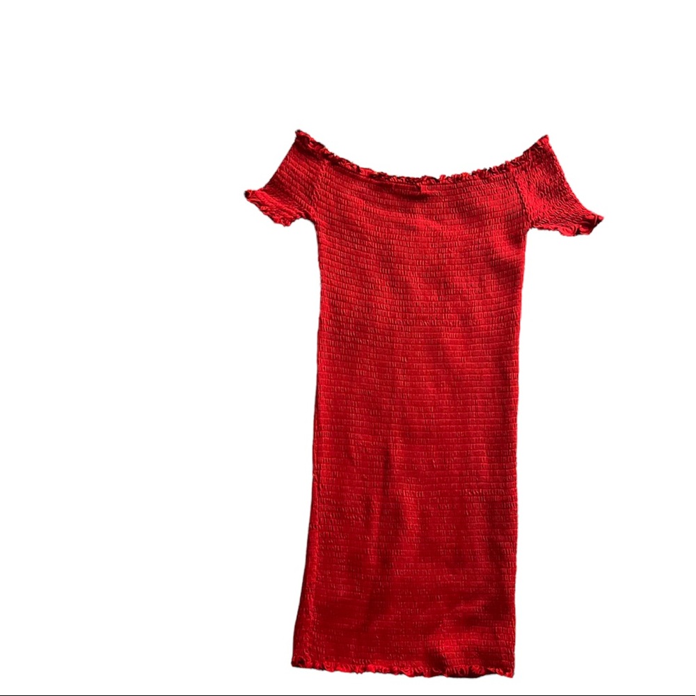 Red ruffle mini dress